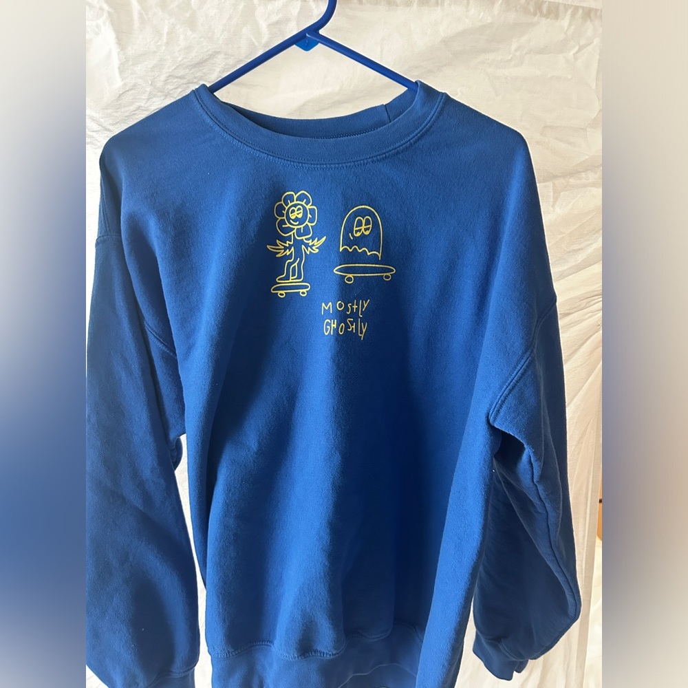 LONELY GHOST Blue Graphic Sweatshirt